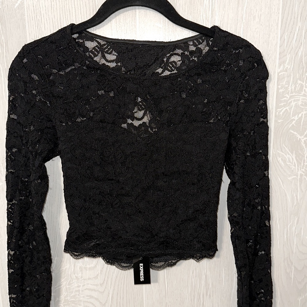 Express Sweetheart Lace Open Back Crop Top